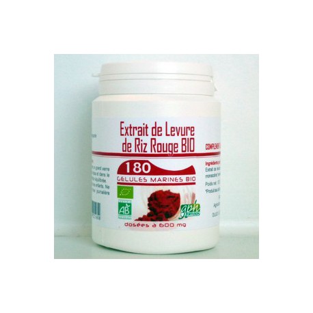 Levure de Riz Rouge 0,4% -180 gélules bio 600 mg