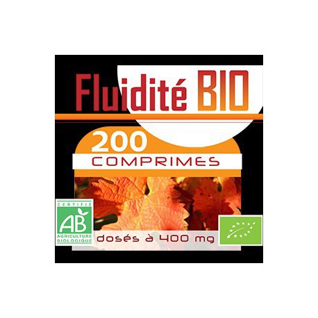 200 Comprimes complexe Fluidite Bio- Vigne rouge-Bardane-Hamamelis 400 mg