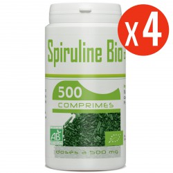 4 piluliers SPIRULINE BIO 500 comprimés 500 mg