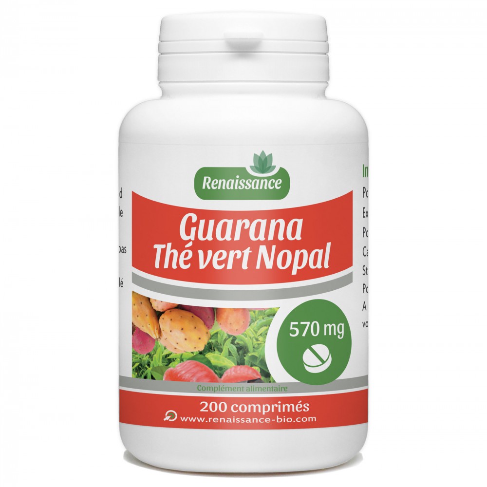 Guarana Nopal Thé Vert - 570 mg - 200 Comprimés