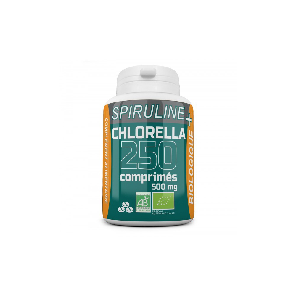 Spiruline + Chlorella Biologique 500mg - 250 Comprimés