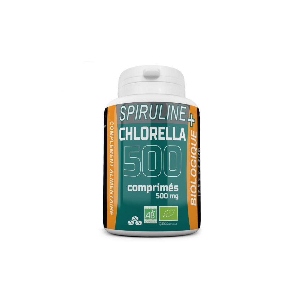 Spiruline + Chlorella Biologique 500mg - 500 Comprimés