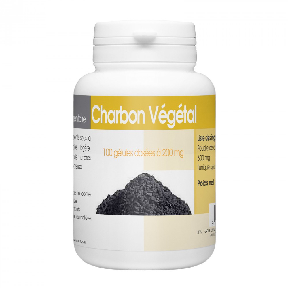 Charbon végétal -100 gélules à 210 mg
