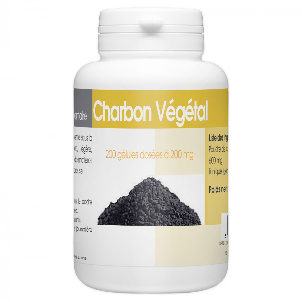 Charbon végétal -200 gélules à 210 mg