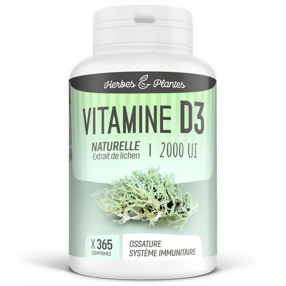 Vitamine D3 Naturelle - 2000 UI - 365 comprimés