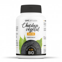 Charbon Végétal Biologique - 200 mg - 200 gélules végétales