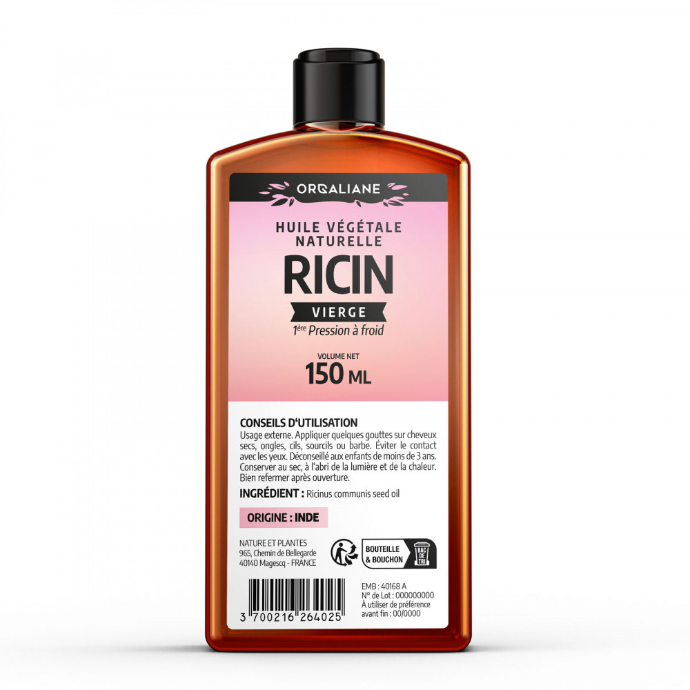 Huile de Ricin 150ml - Pure et Naturelle - Barbe, Cheveux, Cils, Ongles, Peau
