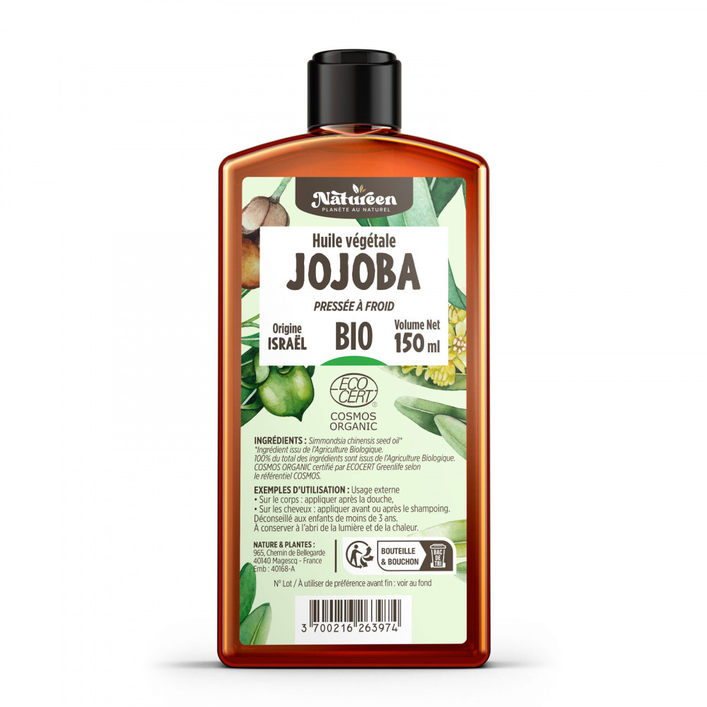 Huile de JOJOBA Bio - 150ml - Cosmos Organic - Planète au Naturel - Pure, Naturelle et Pressée à froid - Cheveux, Corps, Peau