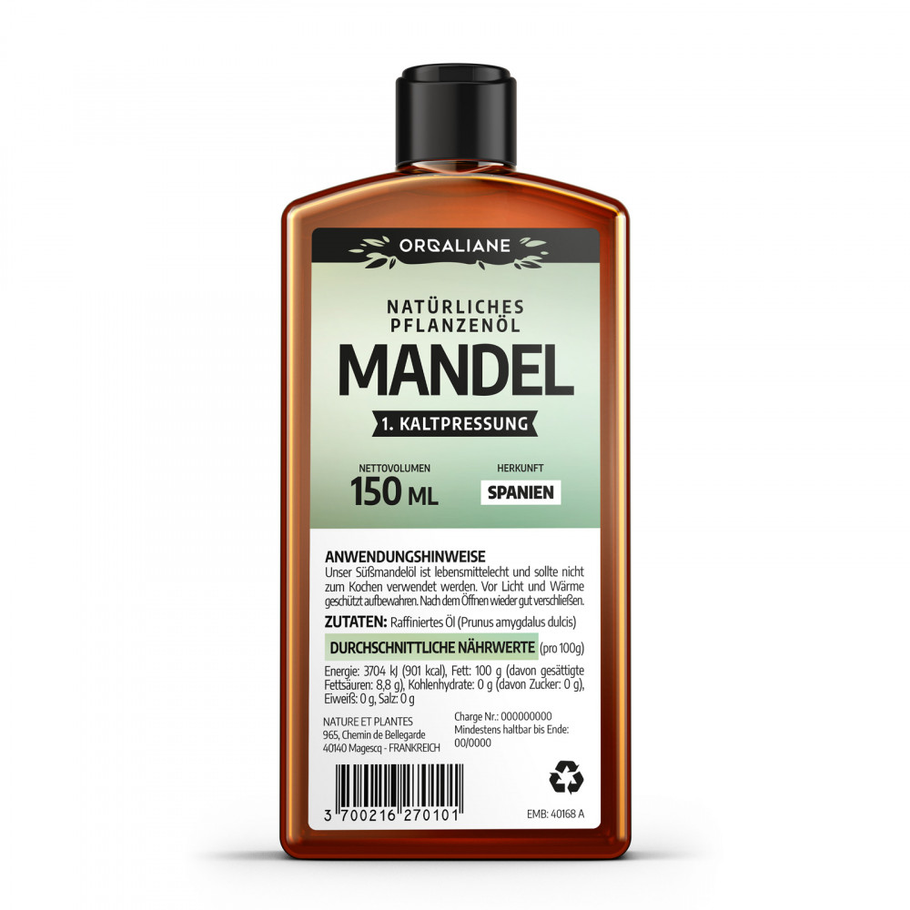 Huile d'Amande Douce - 150ml - Orgaliane - Version allemande